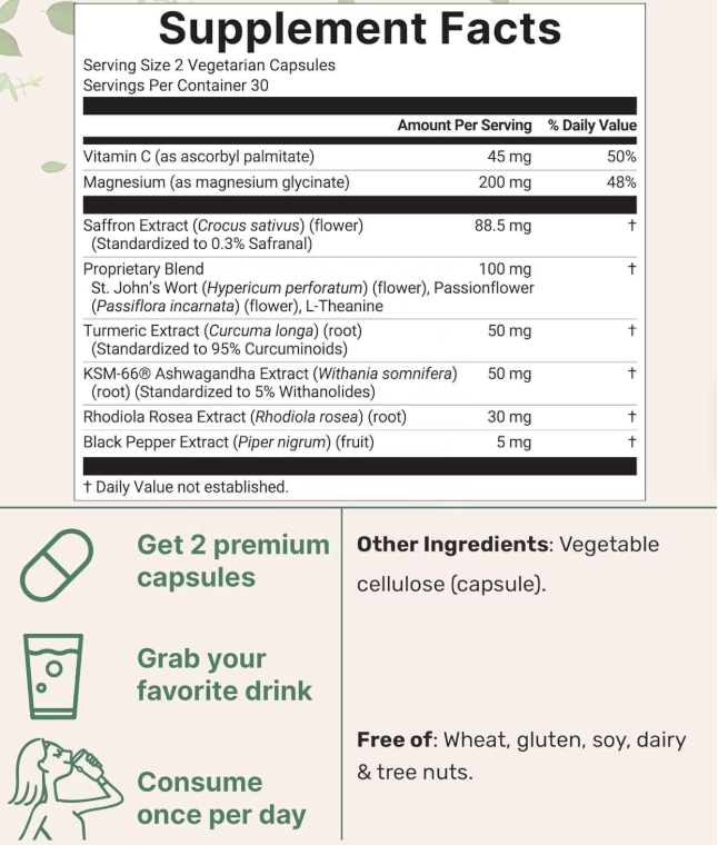 EveryEase Saffron+ Natural Balance, Calm & Focus